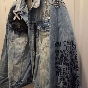 Cult of Individuality Light Blue Denim Studded Jacket
